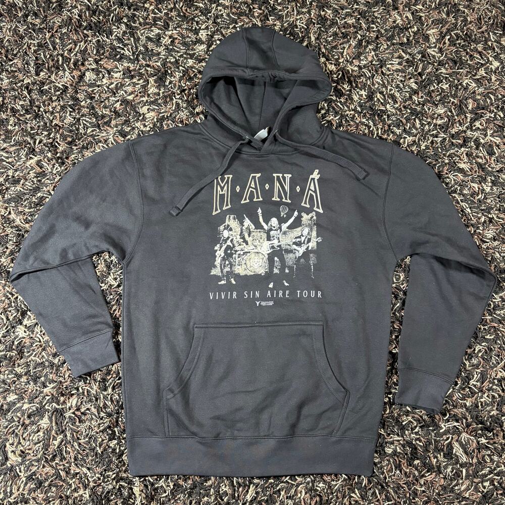 Mana Vivir Sin Aire Tour Black‎ Hoodie Men’s Sz L New